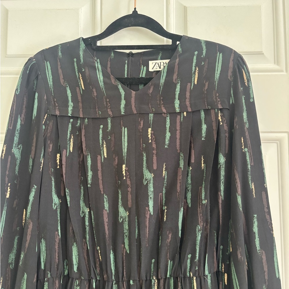 Zara Gabriela Abstract Patterned L/S Short Dress, Size Medium - Picture 6 of 15